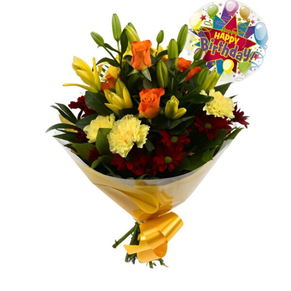 Happy Birthday Balloon & Redsunshine Bouquet